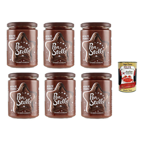 Mulino Bianco Pan di Stelle Crema Spalmabile Haselnuss Streichfähige Creme Sahne mit Kekskörnern ohne Palmöl 580 g 6x italienisch Original Pastasauce + kostenlos