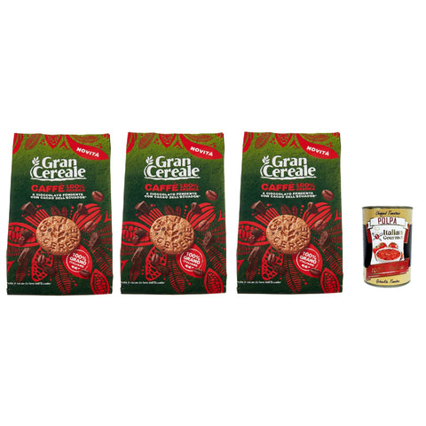 Mulino Bianco Gran Cereale Biscotti con Caffè 100% Arabica e Cioccolato Fondente con Fave dell'Ecuador Kekse mit Kaffee und dunkle Schokolade 3x280 g