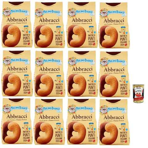 Mulino Bianco Abbracci Biscotti con Cacao e Panna Fresca Shortbread-Kekse mit Kakao und frischer Sahne ohne Palmöl geschmacksintensives Frühstück 12x350 g