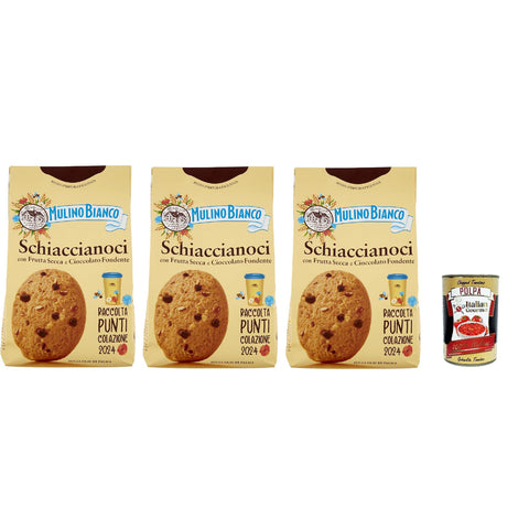 Mulino Bianco Biscotti Frollini Schiaccianoci Frutta Secca e Cioccolato Fondente Kekse mit getrockneten Früchten und dunkle Schokolade 3x300 g italienisch