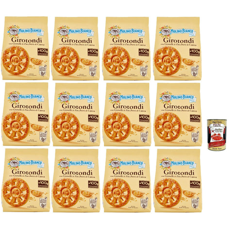 Mulino Bianco Girotondi Biscotti con Granelli di Zucchero di Canna Kekse mit Zuckerzuckerkörnern Ohne Palmöl Frühstück voller Geschmack buscits 12x800 g