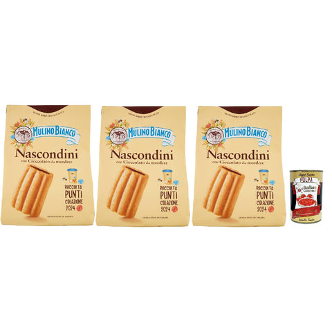 Mulino Bianco Nascondini Biscotti con Cioccolato da Mordere, Kekse mit Schokolade in Stücken zum Bissen, cookies biscuits, 3x 600 g italienisch Original