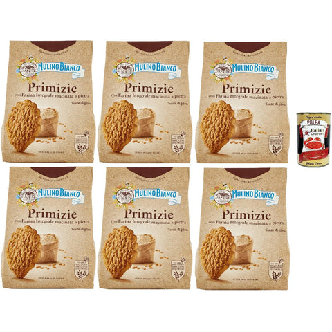 Mulino Bianco Primizie Biscotti con Farina Integrale Macinata a Pietra Kekse mit 100% vollem Mehl Frühstück voller Faser und Geschmack 6x700 g italienisch