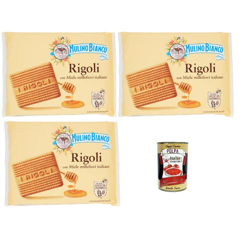Mulino Bianco Snack Kuchen & Backwaren Mulino Bianco Rigoli Biscotti con Miele Millefiori Italiano, Kekse mit italienischem Millefiori - Honig, biscuits cookies 3x 800 g inkl. Italian Gourmet polpa 400g Original italienisch 8032804040014