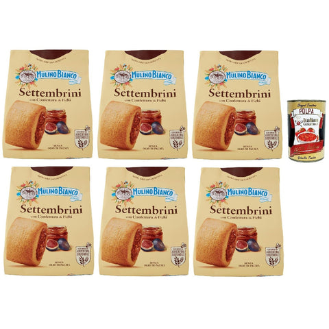 Mulino Bianco Settembrini Biscotti con Confettura di Fichi, Kekse mit Feigenmarmelade, biscuits, cookies, 6x300 g italienisch Original + kostenlos polpa 400 g
