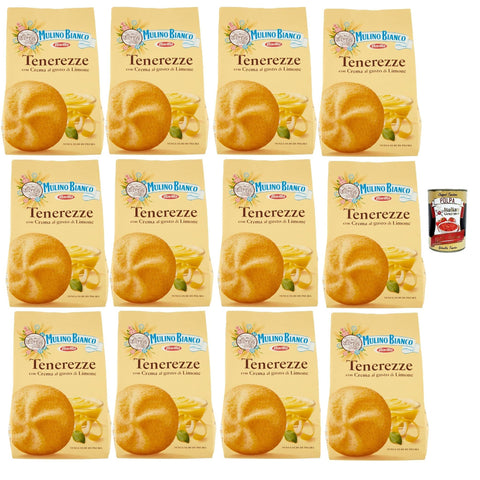 Mulino Bianco Tenerezze Biscotti con Crema al Gusto di Limone, Kekse mit Zitrone geschmack creme, biscuits cookies, 12x 200 g italienisch Original