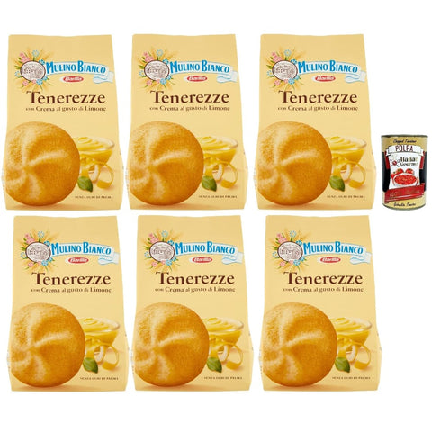 Mulino Bianco Snack Kuchen & Backwaren Mulino Bianco Tenerezze Biscotti con Crema al Gusto di Limone Kekse mit Zitrone geschmack creme biscuits cookies 6x 200g italienisch Original 8076809529969