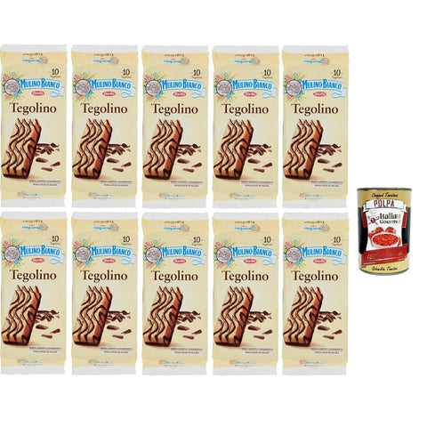 Mulino Bianco Snack Kuchen Mulino Bianco Tegolini con Crema al Cacao Magro, Magro Kakao Creme snacl Kuchen 10x 350g inkl. Italian Gourmet polpa 400g Original italienisch 8032804040014