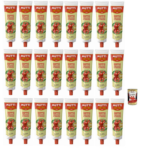 Mutti Doppio Concentrato di Pomodoro Doppeltes Tomatenkonzentrat 100% Italienische Tomate Tube 130 g 24x italienisch Original Pastasauce + kostenlos Polpa di