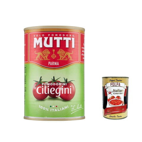 Mutti Pomodorini ciliegini Kirschtomaten Tomaten sauce 100% Italienisch 400 g 48x italienisch Original Pastasauce + kostenlos polpa 400