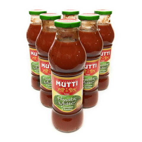 Mutti Gemüse Mutti Passata Tomatenpüree mit Basilikum, 6er Pack (6 x 0,7 l) Gemüse italienisch Original