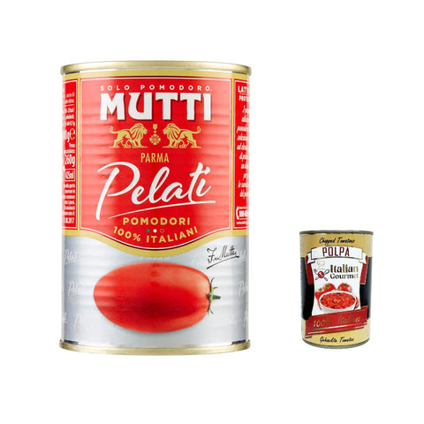 Mutti Pomodori Pelati Geschälte Tomaten 100 % italienische Tomaten Dose Tomaten Sauce 400 g 24x italienisch Original Pastasauce + kostenlos polpa 400 g
