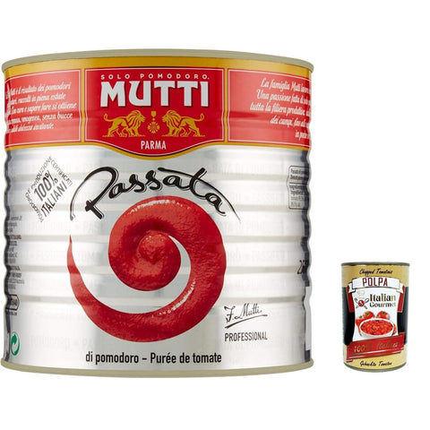 Mutti Koch- & Backzutaten Mutti Passata di Pomodoro Tomatenpaste Tomaten sauce 100% Italienisch 2500g Original italienisch inkl. Italian Gourmet Polpa 400g 8032804040014