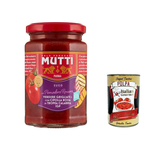 Mutti Sugo con Pomodoro Rossoro Sauce mit gegrilltem Gemüse und mit roten Zwiebeln Tropea calabria pgi 6x 280g italienisch Original