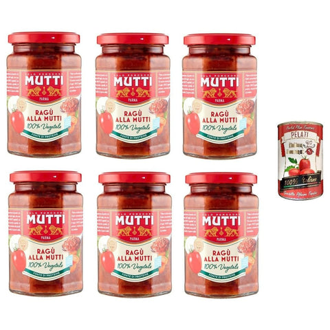 Mutti Pastasaucen Mutti Ragù Vegetale, Sugo Pronto di verdure, Sauce, fertige italienische Tomatensauce und ausgewähltes Gemüse glutenfrei 6x 280g Original italienisch inkl. Italian Gourmet 400g 8005110003769