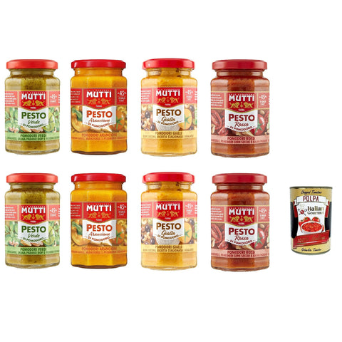 Mutti Pesto Testpaket Pomodori Tomatenpesto Pasta Sauce 100% italienische Tomate Glas 8x 180 g Würzsaucen mit Cashewnüssen, Grana Padano und Pecorino Romano italienisch Original