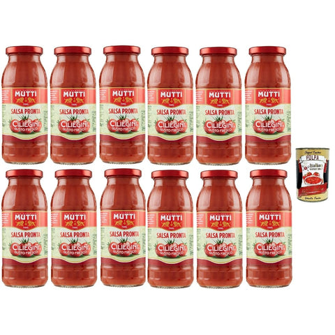 Mutti Salsas Mutti Salsa Pronta Ciliegini Gusto Fresco Fertige Soße Kirschtomate Italienische Tomate Glasflasche 12x 300g Original italienisch inkl. Italian Gourmet Polpa 400g 8005110000188