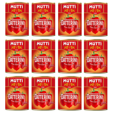 Mutti Pomodorini Datterini Kirschtomaten Datterini süßer Geschmack längliche Form Sauce Tomaten Dose 12x 400g italienisch Original