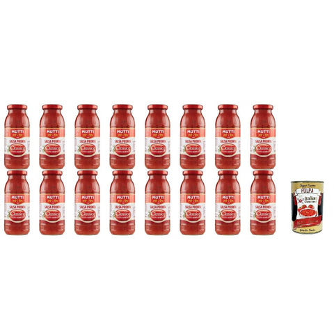 Mutti Tomatensauce Mutti Salsa Pronta Classica, Tomatensauce, 100% italienisch, 12 x 300 g Original italienisch inkl. Italian Gourmet Polpa 400g