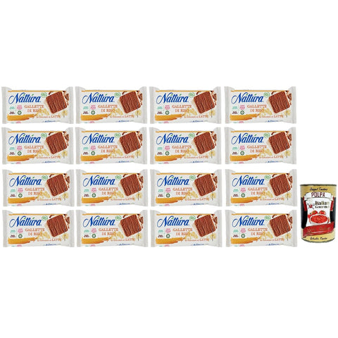Náttúra Bio Knabberartikel Náttúra Bio Náttúra, Bio Reiskuchen mit Milchschokolade überzogen, leckerer und gesunder Snack, tolle Ballaststoffquelle, glutenfrei, 90 g Packung italienisch Original 8032804040014