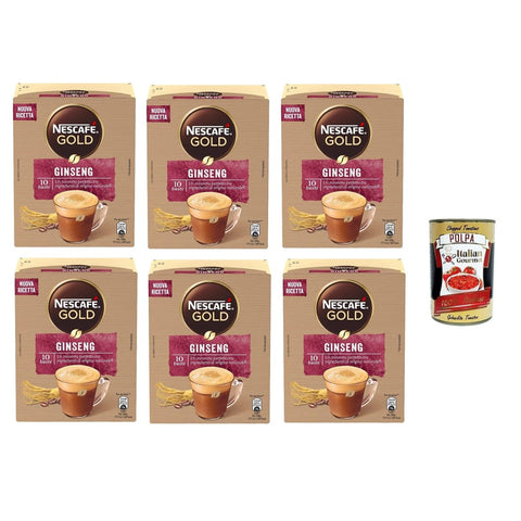 Nescafe Ginseng Nescafe NESCAFÉ GOLD Ginseng Pulvermischung für Getränke mit Milch, Kaffee und Ginseng,6x 10 Beutel à 7g (70 g) Original italienisch inkl. Italian Gourmet Polpa di Pomodoro 400g Dose 8000300245240