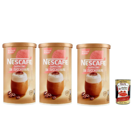 Nescafe Pudding- & Dessertpulver Nescafe cappuccino solubile da zuccherare barattolo, Cappuccino löslich zu süßen, 3x 225 g Pudding- & Dessertpulver italienisch Original 8032804040014