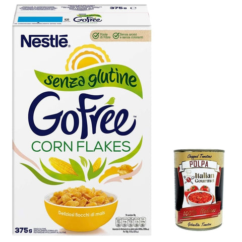 Nestle Kaltes Müsli Nestle GO FREE Corn Flakes glutenfrei Mais Flakes Cerealien Milch & Joghurt 375 g Kaltes Müsli italienisch Original 5900020023797
