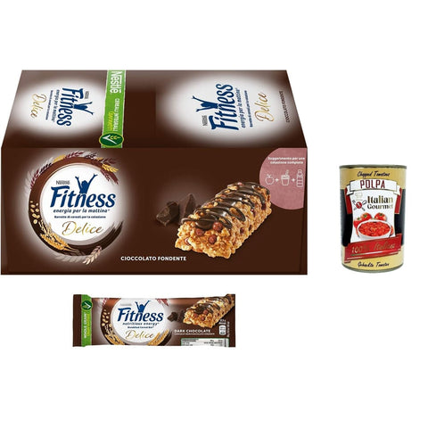Nestlé Snack Kuchen & Backwaren Nestlé Fitness Barrette di Cereali Integrali al cioccolato, Schokoladen Vollkornriegel, 540 g Packung, Jede Packung enthält 24 Riegel à 22,5 g italienisch Original 8032804040014