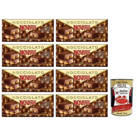 Novi Nocciolato Gianduia con Nocciole Intere Tafel Gianduia Schokolade mit ganzen Haselnüssen 8x 130g italienisch Original