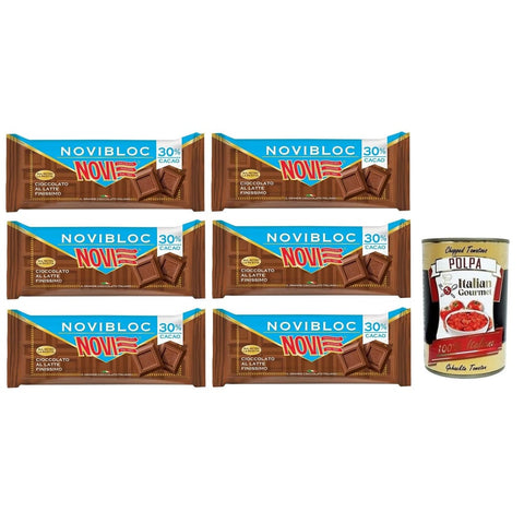Novi Praline Novi Novibloc Cioccolato al Latte Tafel Milchschokolade 30% Kakao 150 g 6x italienisch Original Pastasauce + kostenlos Polpa di Pomodoro 400 g Dose 8006380211304