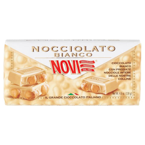 Novi Riegel Novi Haselnussschokolade Schokoladenhaselnuss Novi weiße Schokolade mit Haselnuss Schokolade 4.58 Unzen Gesamtgewicht 16x 130 g italienisch Original 8006380217160