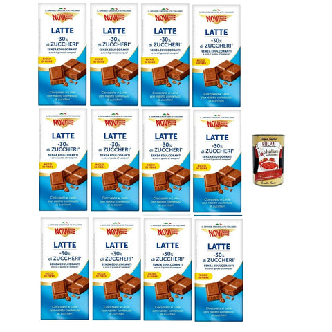 Novi Tavoletta Snack Kuchen & Backwaren Novi Tavoletta di cioccolato al Latte con -30% di zuccheri Milchschokoladen -Riegel mit -30% Zucker chocolate bar 12x100 g italienisch Original Pastasauce + 8032804040014