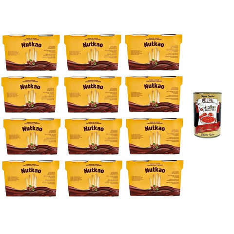 Nutkao Brot & Backwaren Nutkao Crema Al Cacao Con Nocciole E Grissini Kakaocreme mit Haselnüssen und Grissini 12x104gr Original italienisch inkl. Italian Gourmet Polpa 400g 8032804040014