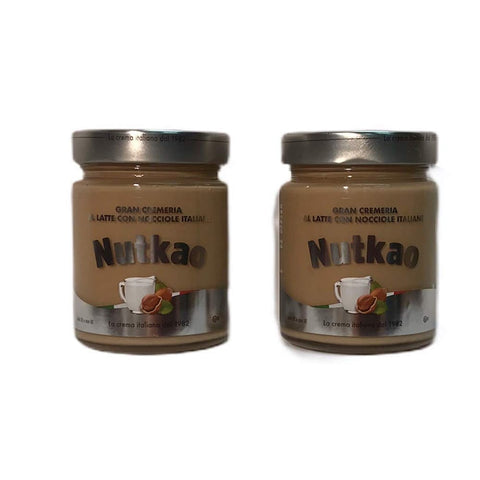 Nutkao Schokoladenaufstrich Nutkao gran cremeria 2x350 g. tolle Molkereimilchcreme und streichfähige italienische Haselnusscreme italienisch Original 8008245004496