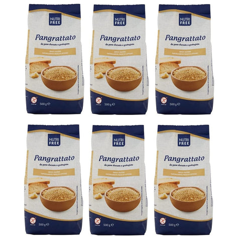 Nutri Free Pangrattato Paniermehl & Knödelbrot Nutri Free Pangrattato Semmelbrösel Laktose- und Milcheiweißfrei Glutenfrei 500g-Packung Ideal für Menschen mit Glutenunverträglichkeit 6x Original italienisch 8008696022834