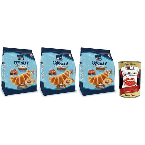 Nutrifree Cornetti al Cioccolato, Croissants gefüllt mit köstlicher Schokoladencreme 3x240g Original italienisch Gebäck
