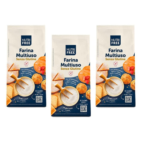 Nutrifree Stärke & Bindemittel Nutrifree Nutri Free Farina Multiuso Mehrzweckmehl Mehl Laktose und Milcheiweißfrei Glutenfrei Packung ideal für süß und 3x 1Kg italienisch Original 8008696026061
