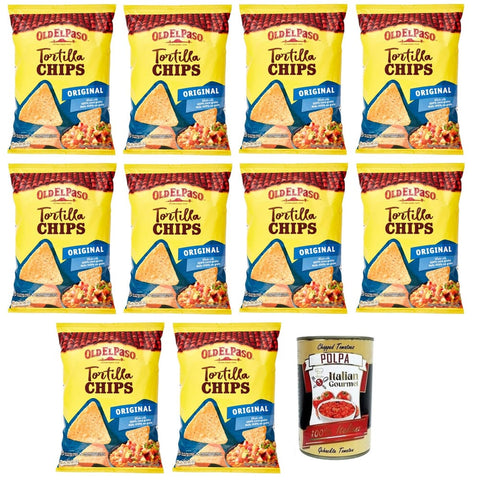 Old El Paso Chips Old El Paso Tortilla Chips Original,Mexikanische Spezialitäten,Mais Chips,leicht gesalzen,Mais Snacks zum Eintauchen in die Soße,Beutel mit 185 g italienisch 8410076481740
