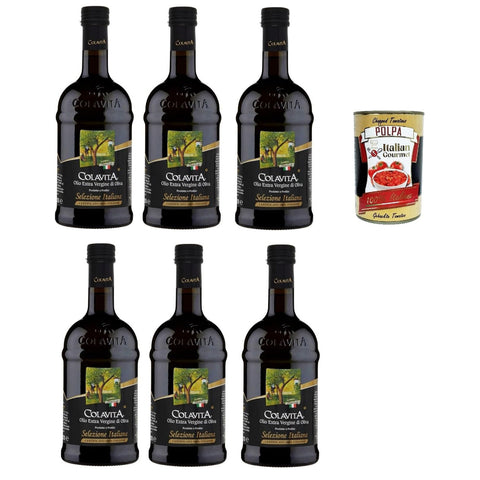 Olitalia Colavita Olio Extra Vergine Di Oliva Selezione Italiana Natives Olivenöl extra 100% italienisch 6x500 ml italienisch Original + kostenlos polpa 400 g
