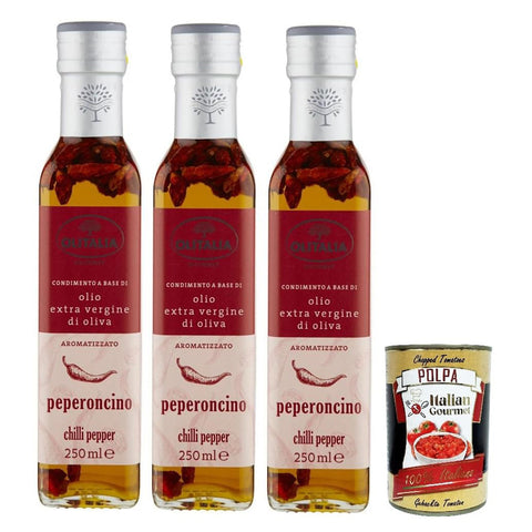 Olitalia Olio Condimento a Base di olio extra vergine di oliva all'aroma di peperoncino Extra Natives Olivenöl Chili -Pfeffer geschmack 3x250 ml italienisch