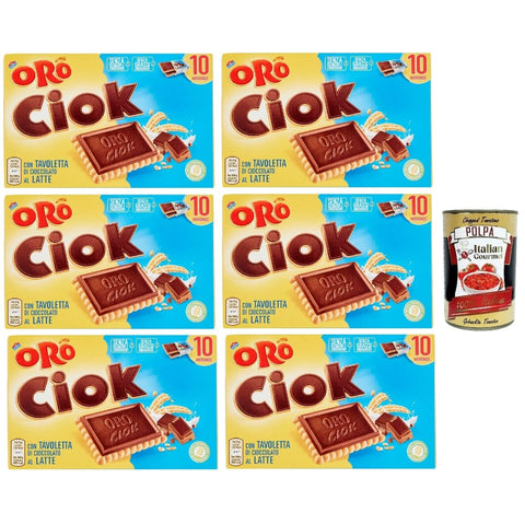 Oro Ciok Biscotto Snack Kuchen & Backwaren Oro Ciok Biscotto al latte, Keks mit Milchschokoladentafel, einfacher und köstlicher Snack, natürliche Faserquelle, 6x 200 g Original italienisch inkl. Italian Gourmet Polpa 400g 8032804040014