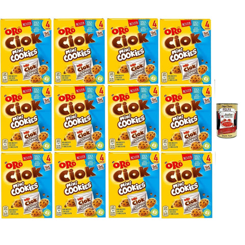 Oro Ciok Snack Kuchen & Backwaren Oro Ciok Mini Cookies, Mini Kekse Kekse füllen Milchschokoladenchips, einfacher und köstlicher Snack, natürliche Faserquelle, 12x 160 g (4 Einzelpotten von 40 g) italienisch Original 8032804040014