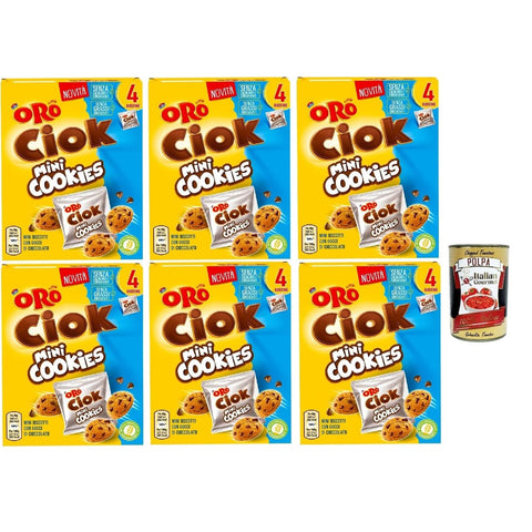 Oro Ciok Snack Kuchen & Backwaren Oro Ciok Mini -Kekse füllen Milchschokoladenchips einfacher und köstlicher natürliche Faserquelle (4 Einzelpotten von ) 6x160 g 40 g italienisch Original + 8032804040014
