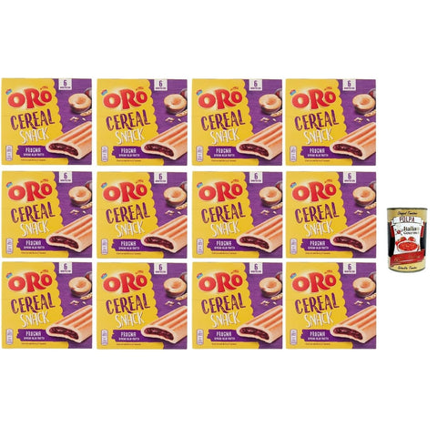 ORO SAIWA Snack Kuchen & Backwaren ORO SAIWA Cereal Snack Prugna, Weiche Müsli -Kekse mit Pflaumenfüllung, Faserquelle und Magnesium, 12x 162G Original italienisch inkl. Italian Gourmet Polpa 400g 8032804040014