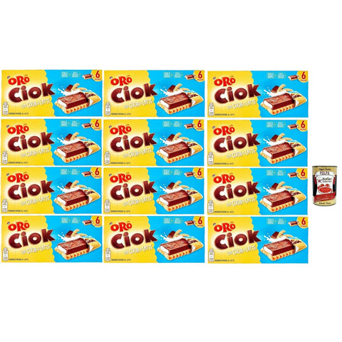 ORO SAIWA Snack Kuchen & Backwaren ORO SAIWA Ciok con Cuor di Latte, Keks riegel mit Schokoladentafel und weicher Milchfüllung 12x 120 g Original italienisch inkl. Italian Gourmet Polpa 400g 7622201384296