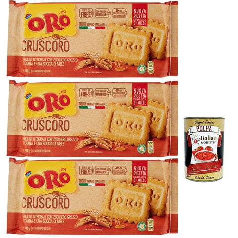 Oro Saiwa Snack Kuchen & Backwaren Oro Saiwa Cruscoro kekse Kurzkurzbread mit rohem Rohrzucker und einem Tropfen Honig 3x400 g italienisch Original + kostenlos polpa 400 g 8032804040014