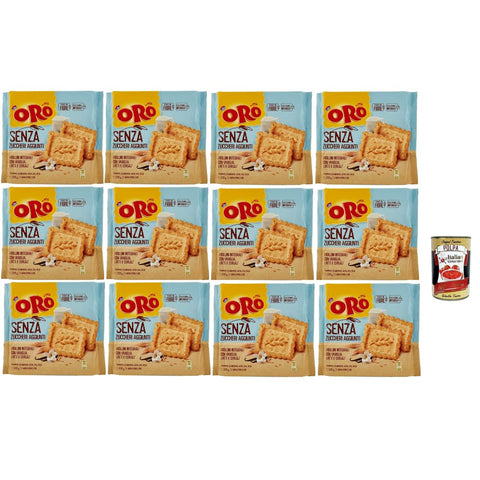 ORO SAIWA Snack Kuchen & Backwaren ORO SAIWA senza Zuccheri Aggiunti, Kekse ohne Zuckerzusatz, Vollkebekekuiten mit Vanille, Milch und Getreide, Faserquelle mit Vollkornmehl,, biscuits cookies 12x 300g inkl. Italian Gourmet polpa 400g Original italienisch 8032804040014