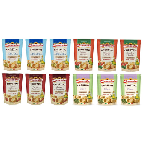 Panealba Abgepackte Gebäckstücke Panealba Testpaket Panealba Crostini Croutons Gesalzener Snack Nicht Gebraten Nicht Frittiertes ( ) 12 x 100g Original italienisch 8002333009578