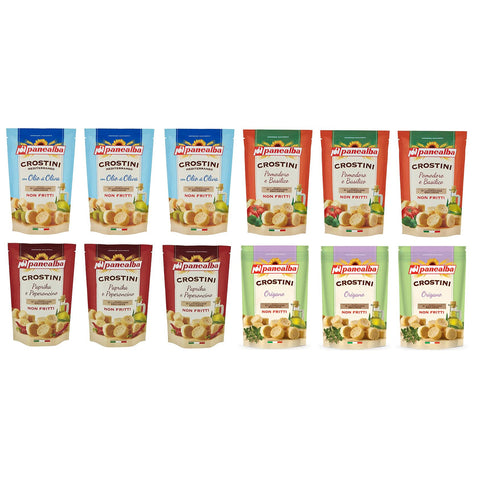Panealba Testpaket Panealba Crostini Croutons Gesalzener Snack Nicht Gebraten Nicht Frittiertes ( ) 12 x 100g Original italienisch