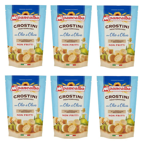 Panealba Crostini Mediterraneo con Olio di Oliva Croutons mit Olivenöl Gesalzener Snack Nicht Gebraten Nicht Frittiertes 100 g italienisch Original